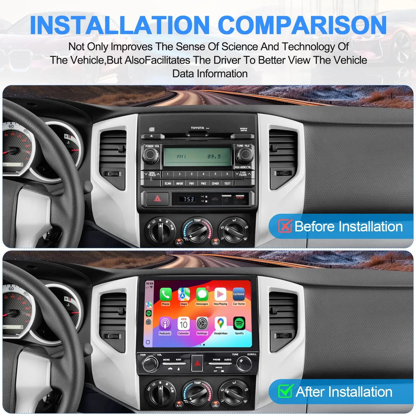 10.2inch Screen Android Multimedia Player For Toyota Tacoma 2005-2015 Wireless Carplay Car Radio Navigation GPS Stereo Head Unit
10.2inch Screen Android Multimedia Player For Toyota Tacoma 2005-2015 Wireless Carplay Car Radio Navigation GPS Stereo Head Unit