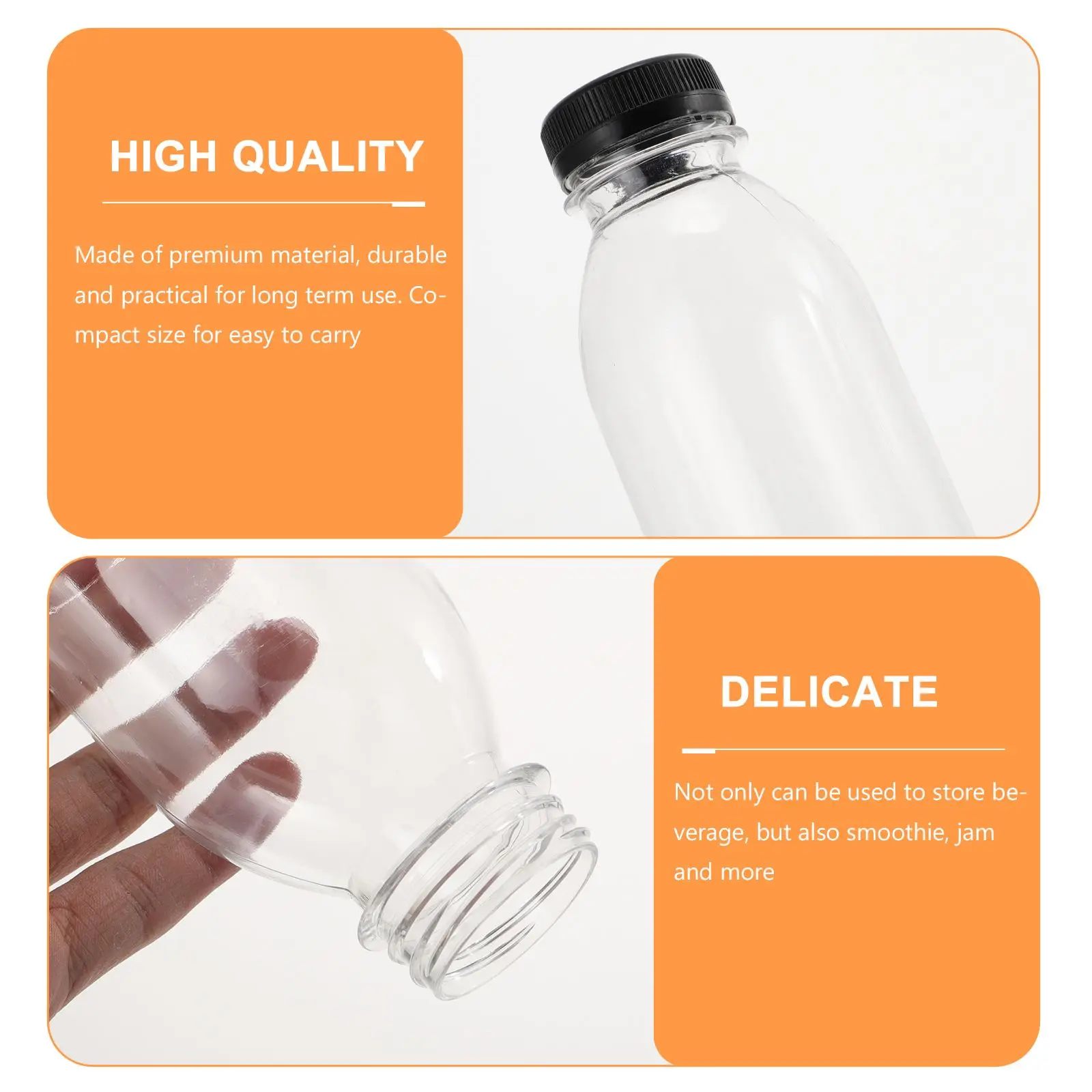 Clear Beverage Bottles Small Size Reusable Transparent PE Material Juice Storage Drink Lids Cover Smoothie Restaurant
Clear Beverage Bottles Small Size Reusable Transparent PE Material Juice Storage Drink Lids Cover Smoothie Restaurant