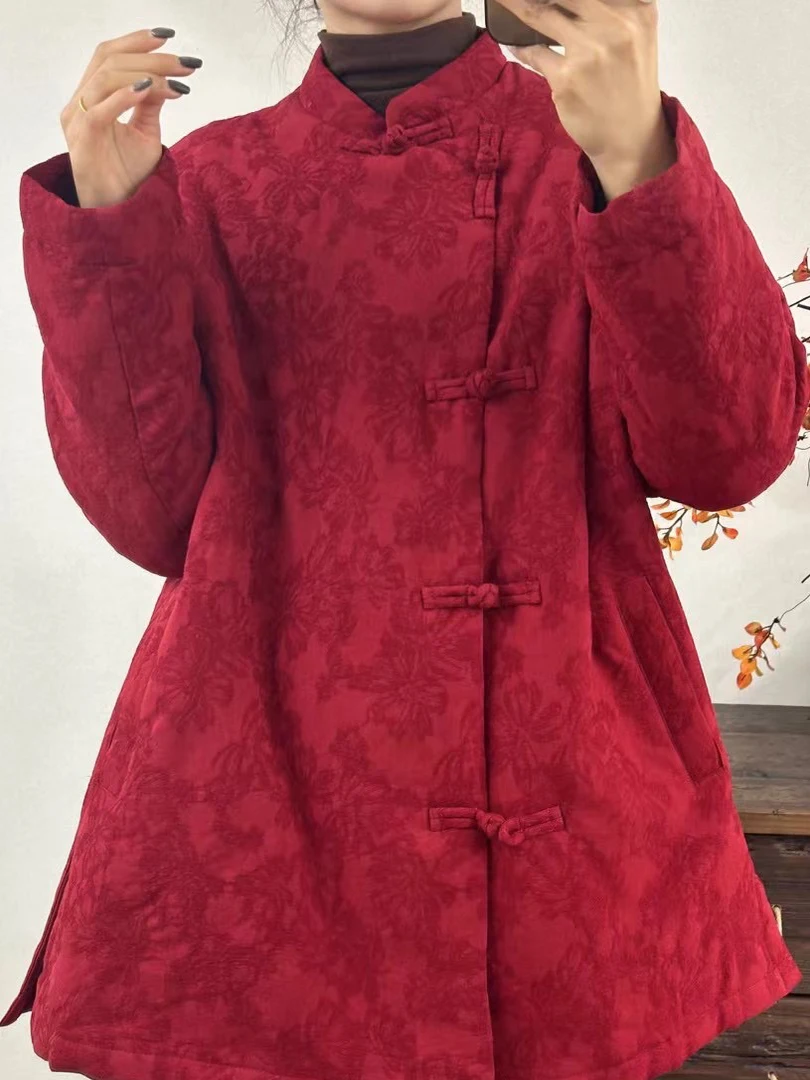 Warm Cotton Jaet Floral Embroidery Linen Material Stand Collar Mid-Length Single-Breasted Retro Sle Thiened Winter Coat
Warm Cotton Jaet Floral Embroidery Linen Material Stand Collar Mid-Length Single-Breasted Retro Sle Thiened Winter Coat