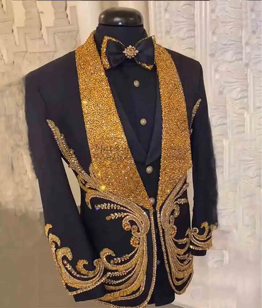 Luxury Crystal Sequined Groom's personalized wedding tailcoat Delicate 3-piece Men's Suit (Blazer+Vest+Pants ) Celebrity Gowns
Luxury Crystal Sequined Groom's personalized wedding tailcoat Delicate 3-piece Men's Suit (Blazer+Vest+Pants ) Celebrity Gowns