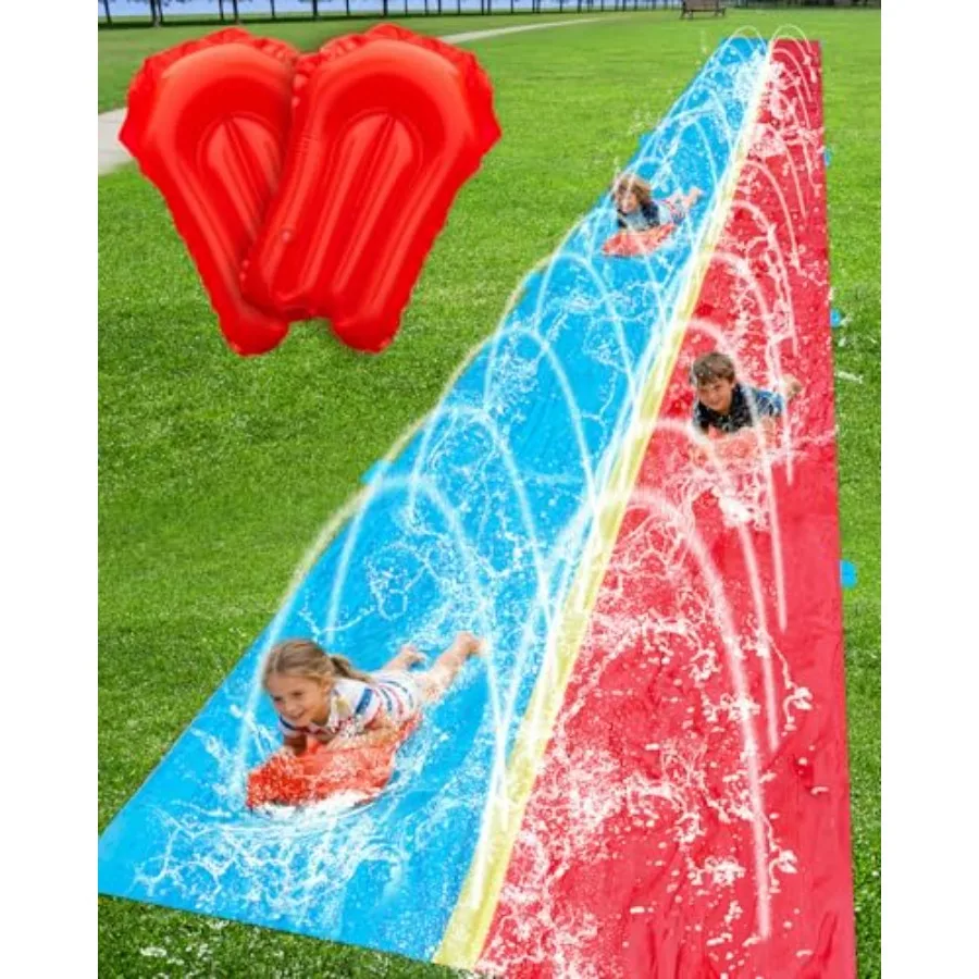 Backyard kids' slip and water slide: 40ft extra-long dual-lane inflatable water slide with sprinkler system, blue and yellow co
Backyard kids' slip and water slide: 40ft extra-long dual-lane inflatable water slide with sprinkler system, blue and yellow co