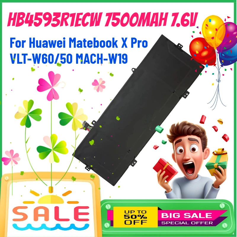 HB4593R1ECW 7500 мАч 7,6 В аккумулятор для ноутбука Huawei Matebook X Pro VLT-W60/50 MACH-W19 аккумуляторная батарея
HB4593R1ECW 7500 мАч 7,6 В аккумулятор для ноутбука Huawei Matebook X Pro VLT-W60/50 MACH-W19 аккумуляторная батарея