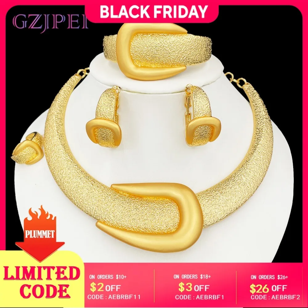 GZJPEI 2025 Новый роскошный большой комплект ювелирных изделий Дубай позолоченное ожерелье браслет серьги кольцо для невесты свадебные украшения подарки
GZJPEI 2025 Новый роскошный большой комплект ювелирных изделий Дубай позолоченное ожерелье браслет серьги кольцо для невесты свадебные украшения подарки