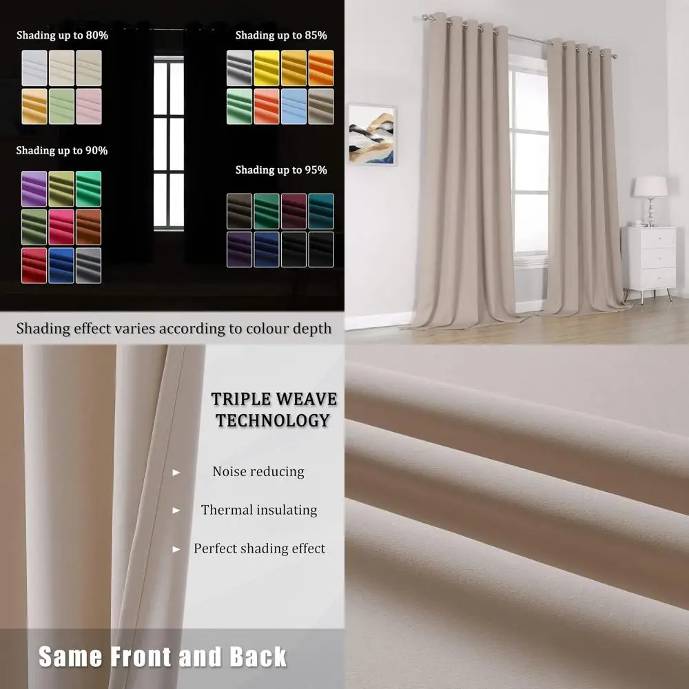 60x120 Inch Light Coffee Brown Thermal Insulated Blackout Curtains for Bedrooms, 2-Panel Set with Grommet Top
60x120 Inch Light Coffee Brown Thermal Insulated Blackout Curtains for Bedrooms, 2-Panel Set with Grommet Top