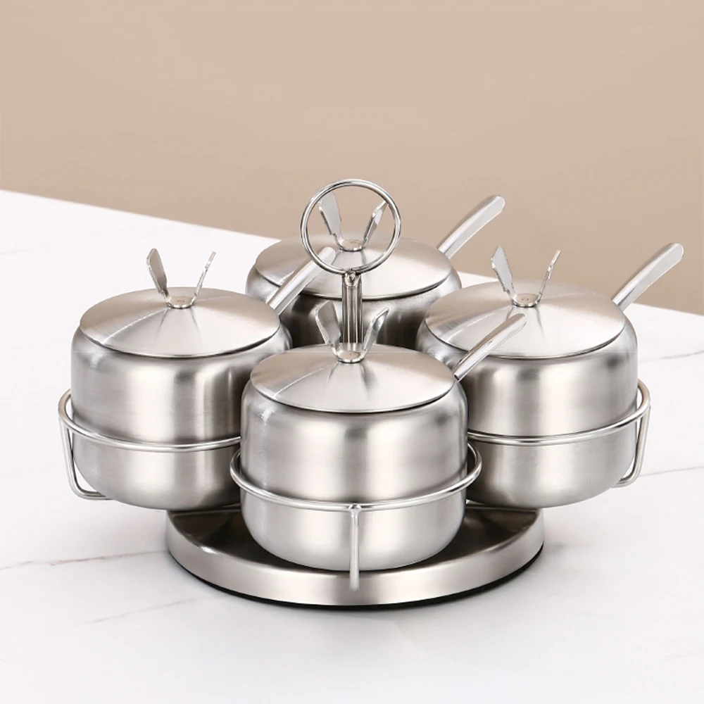 3/4Pcs 304 Stainless Steel Rotating Seasoning Jars Set Large Capacity with Lid Kitchen Spice Container Easy To Clean
3/4Pcs 304 Stainless Steel Rotating Seasoning Jars Set Large Capacity with Lid Kitchen Spice Container Easy To Clean