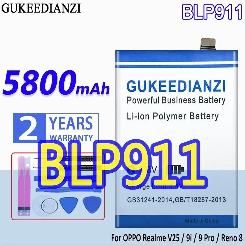 High Capacity GUKEEDIANZI Battery BLP911 5800mAh For OPPO Realme V25 9i (9 8) Pro Mobile Phone Batteries
High Capacity GUKEEDIANZI Battery BLP911 5800mAh For OPPO Realme V25 9i (9 8) Pro Mobile Phone Batteries