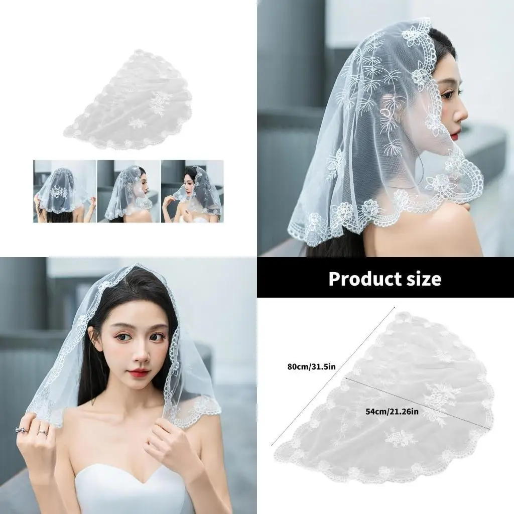 R1WE Embroidery Flower Tulle Veil Female Head Covering Catholic Chapel Wedding Veil 
R1WE Embroidery Flower Tulle Veil Female Head Covering Catholic Chapel Wedding Veil