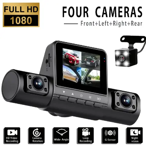 4channels HD1080P Dashcam 2inch IPS  Car Camera Night Vision Recording Auto DVR Loop Dash Recorder Vehicle Accessories