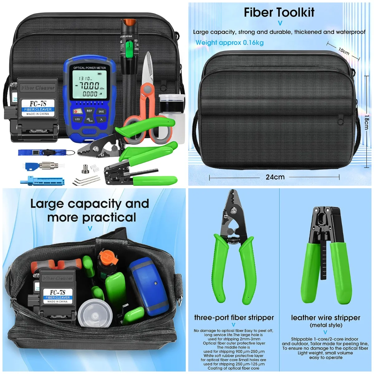 10-in-1 FTTH Fiber Optic Tool Kit with Cleaver & OPM, Cold Joint Termination Set (BSL)
10-in-1 FTTH Fiber Optic Tool Kit with Cleaver & OPM, Cold Joint Termination Set (BSL)