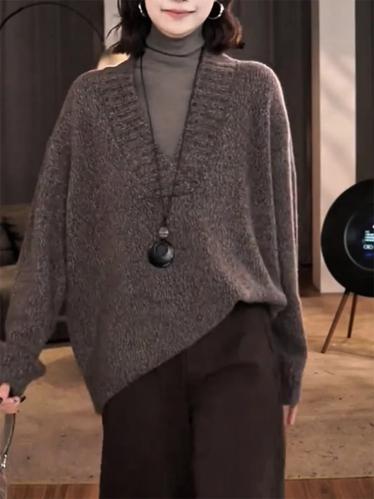 Корейский вязаный кардиган с V-образным вырезом, свободный крой, простой дизайн, осень-зима, большие размеры, стройнящий, универсальный женский свитер
Корейский вязаный кардиган с V-образным вырезом, свободный крой, простой дизайн, осень-зима, большие размеры, стройнящий, универсальный женский свитер