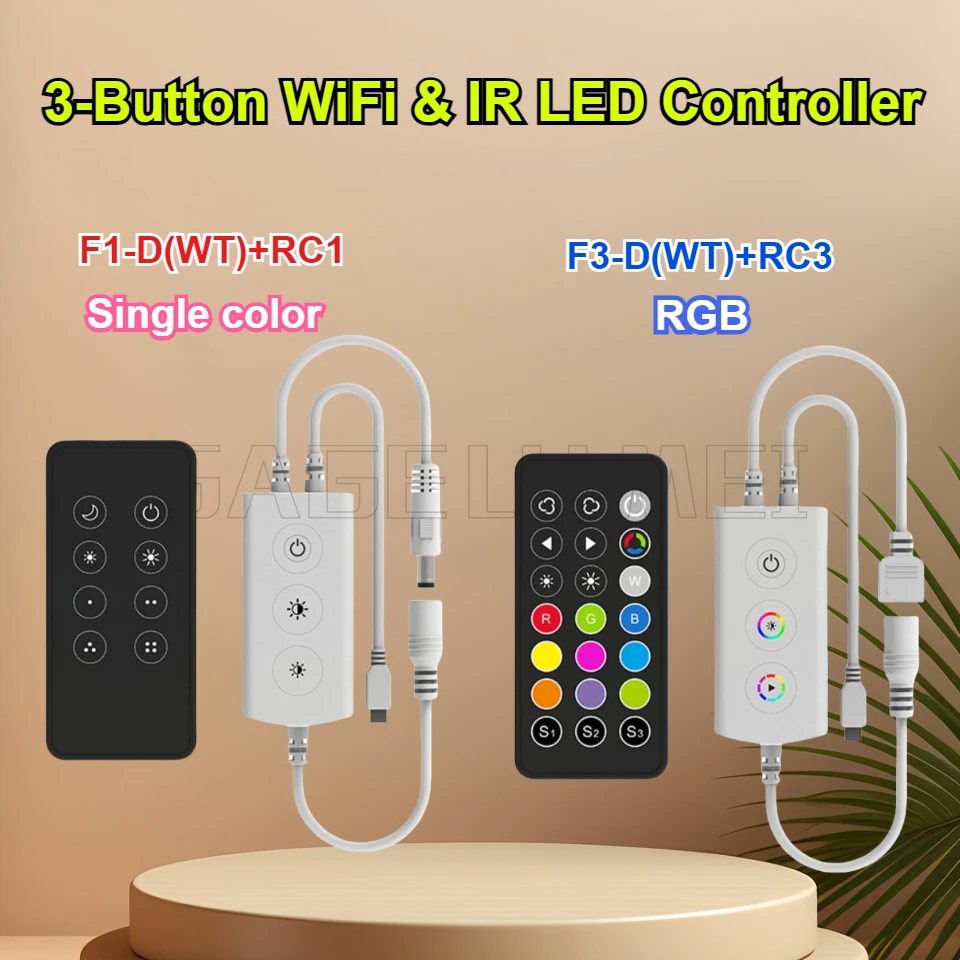 5-24 В постоянного тока, 3-кнопочный Wi-Fi и ИК-контроллер светодиодов RGB CV F3-D(WT)+RC3 F1-D(WT)+RC1 SKYDANCE Tuya App 1CH*5A 3CH*1.5A Светодиодная лента ИК-пульт дистанционного управления
5-24 В постоянного тока, 3-кнопочный Wi-Fi и ИК-контроллер светодиодов RGB CV F3-D(WT)+RC3 F1-D(WT)+RC1 SKYDANCE Tuya App 1CH*5A 3CH*1.5A Светодиодная лента ИК-пульт дистанционного управления