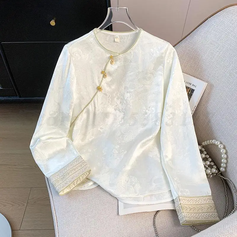 Autumn New Chinese Classical Blouse Jacquard Round Neck Buckle Shirt Improved Tang Clothes Hanfu Women Long Sleeve Top Shirts
Autumn New Chinese Classical Blouse Jacquard Round Neck Buckle Shirt Improved Tang Clothes Hanfu Women Long Sleeve Top Shirts