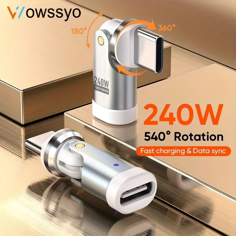 240W Rotatable Type-C Adapter, High Speed Data Transfer USB-C Male to Female Converter
240W Rotatable Type-C Adapter, High Speed Data Transfer USB-C Male to Female Converter