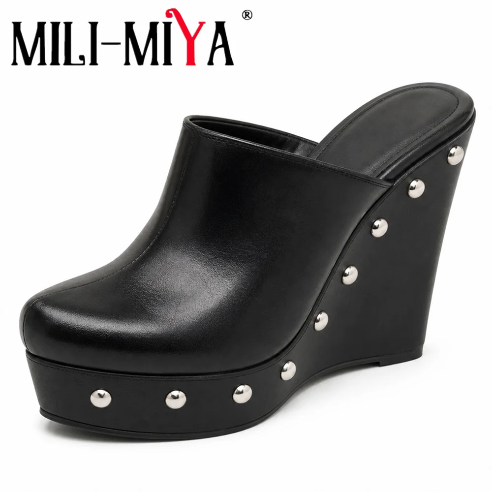 MILI-MIYA Women's Classic Platform Wedges Heels With Pu Leather And Metal Rivets Pumps Plus Size 34-43 Round Toe Slip On
MILI-MIYA Women's Classic Platform Wedges Heels With Pu Leather And Metal Rivets Pumps Plus Size 34-43 Round Toe Slip On