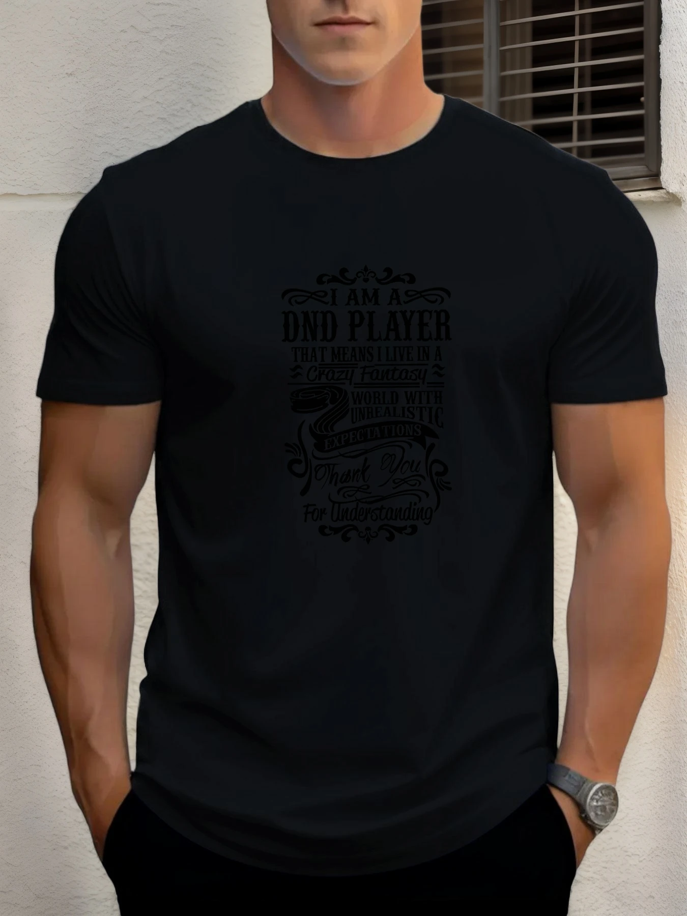Men's cotton T-shirt, summer round neck short sleeves, I AM A DND PLAYER slogan print breathable streetwear fashion cool T-shirt
Men's cotton T-shirt, summer round neck short sleeves, I AM A DND PLAYER slogan print breathable streetwear fashion cool T-shirt