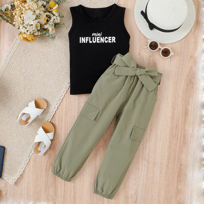 Girls' Spring and Summer Letter Sleeveless Vest Tie Strap Personality Long Pants Cool Trendy Toddler Set
Girls' Spring and Summer Letter Sleeveless Vest Tie Strap Personality Long Pants Cool Trendy Toddler Set