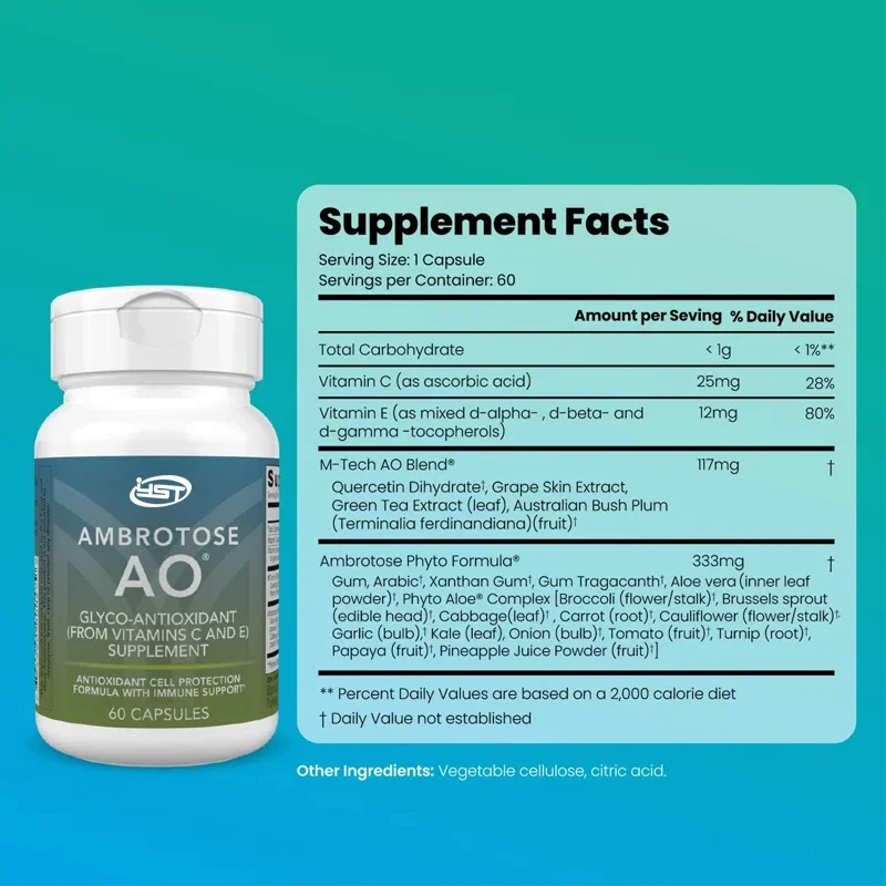 Ambrotose AO 60 capsules - rich in natural vitamins C and E, supporting immune function
Ambrotose AO 60 capsules - rich in natural vitamins C and E, supporting immune function