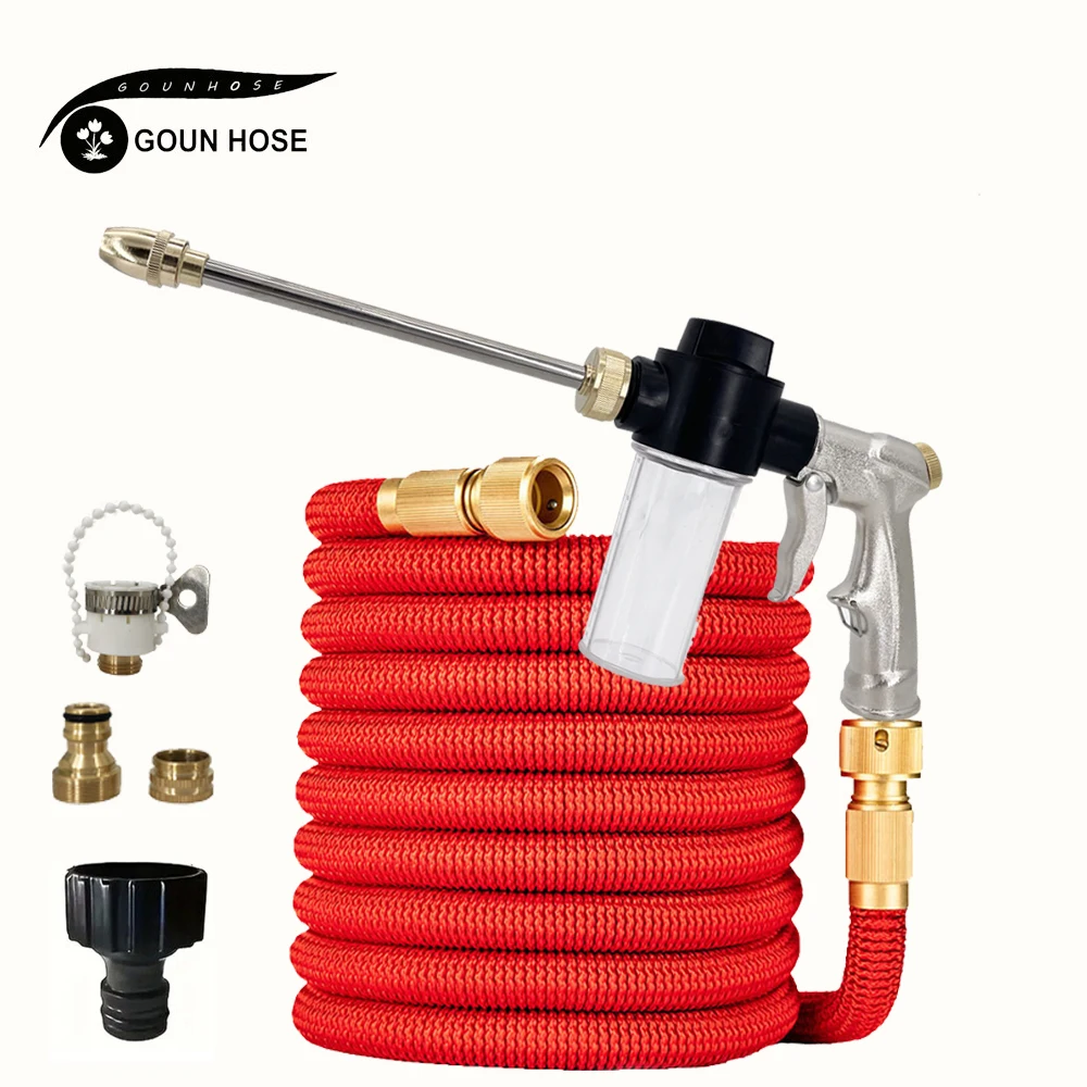 25ft-100ft Garden Hose Metal High-Pressure Foam Water Gun Flexible Stretchable Rubber Water Pipe For Lawn And Car Washing
25ft-100ft Garden Hose Metal High-Pressure Foam Water Gun Flexible Stretchable Rubber Water Pipe For Lawn And Car Washing