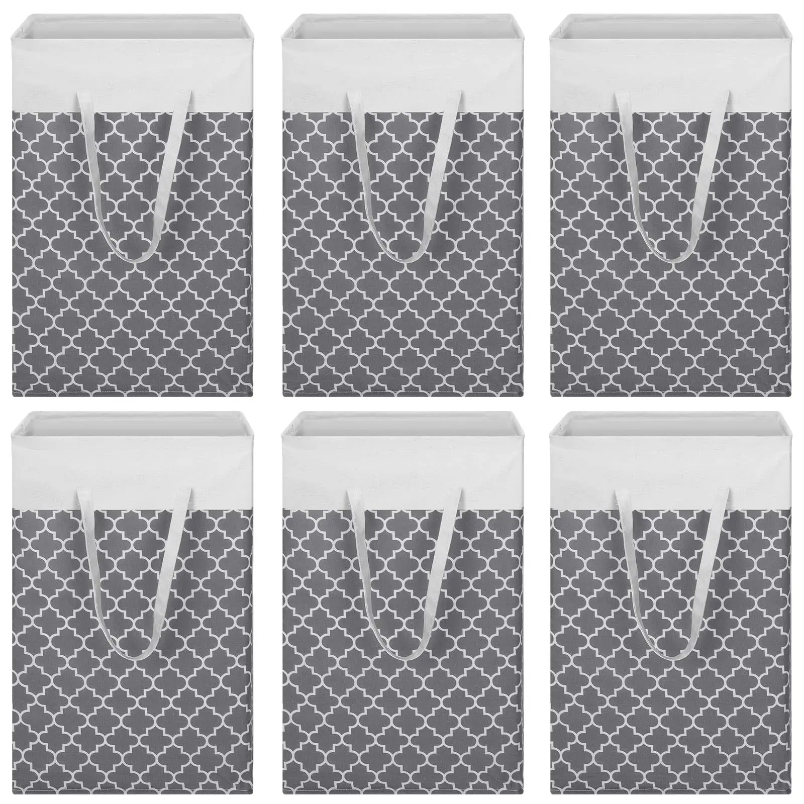 6-Pack 75L Gray Quatrefoil Pattern Foldable Laundry Hamper With Reinforced Handles, Water-Resistant & Self-Supporting For Dorm,
6-Pack 75L Gray Quatrefoil Pattern Foldable Laundry Hamper With Reinforced Handles, Water-Resistant & Self-Supporting For Dorm,