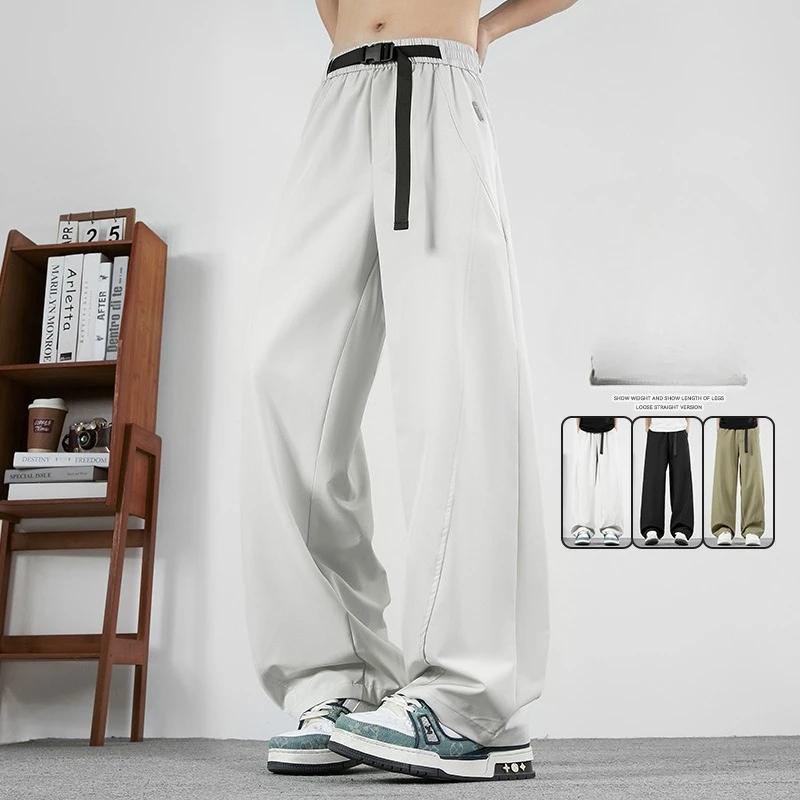 Men's Ice Silk Straight Workwear Trousers Summer Loose Drape Wide-leg Joggers Trousers Men Women Thin Stretch Pants Sweatpants
Men's Ice Silk Straight Workwear Trousers Summer Loose Drape Wide-leg Joggers Trousers Men Women Thin Stretch Pants Sweatpants