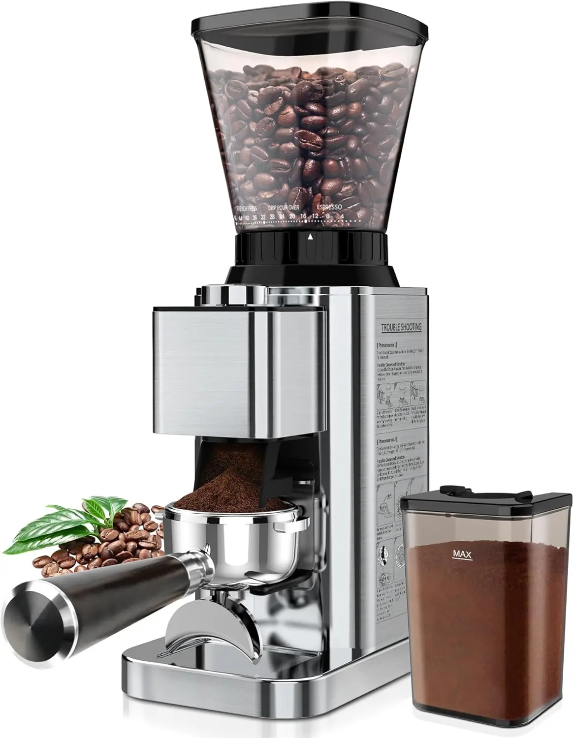Electric Conical Burr Coffee Grinder with Adjustable 48 Settings, 35s Timer, Stainless Steel for Espresso, Pour Over, Drip
Electric Conical Burr Coffee Grinder with Adjustable 48 Settings, 35s Timer, Stainless Steel for Espresso, Pour Over, Drip