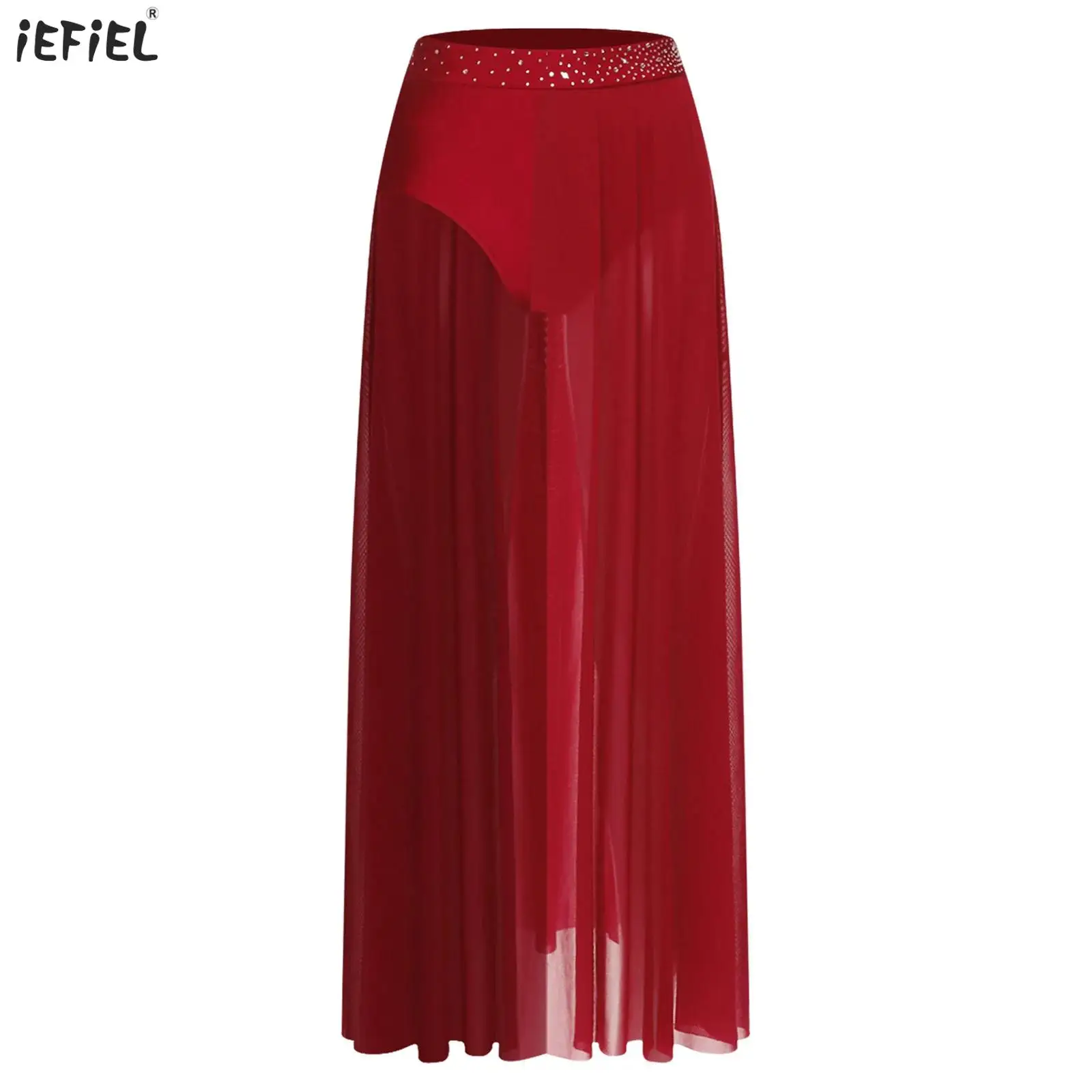 Womens Dance Skirt Rhinestone High Waist Front Slit Mesh Skirt One-piece Briefs Skirt for Belly Dance Contemporary Lyrical Dance
Womens Dance Skirt Rhinestone High Waist Front Slit Mesh Skirt One-piece Briefs Skirt for Belly Dance Contemporary Lyrical Dance