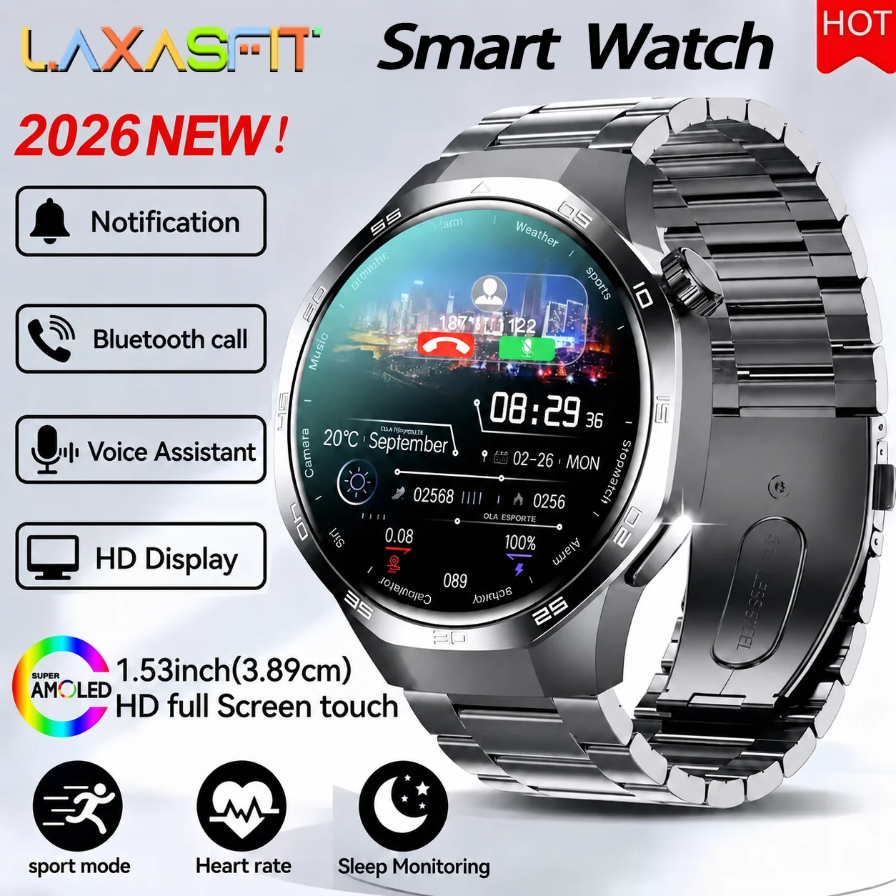 LAXASFIT Smart Watch 1.52" HD Game Dial Dynamic Dial Bluetooth Call Voice Assistant Wireless Charging Fitness Tracker
LAXASFIT Smart Watch 1.52" HD Game Dial Dynamic Dial Bluetooth Call Voice Assistant Wireless Charging Fitness Tracker