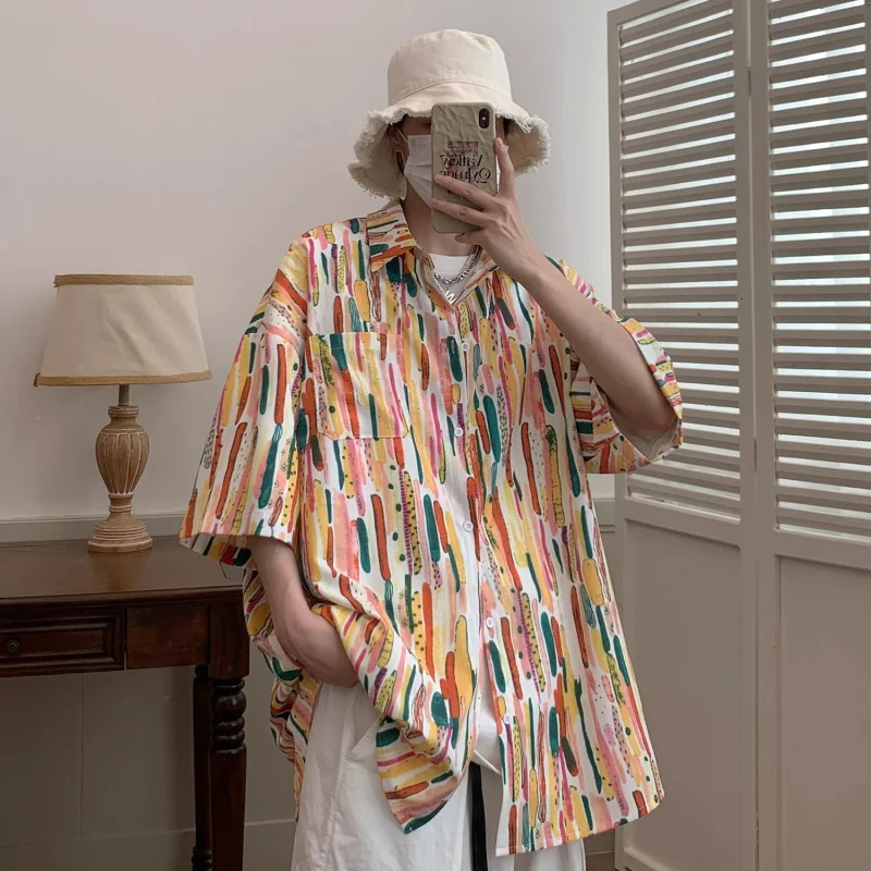 Hawaiian Casual Striped Shirt Men Short Sleeve Summer Thin Loose Couple Style Beach Half Sleeved Blouses Boys
Hawaiian Casual Striped Shirt Men Short Sleeve Summer Thin Loose Couple Style Beach Half Sleeved Blouses Boys