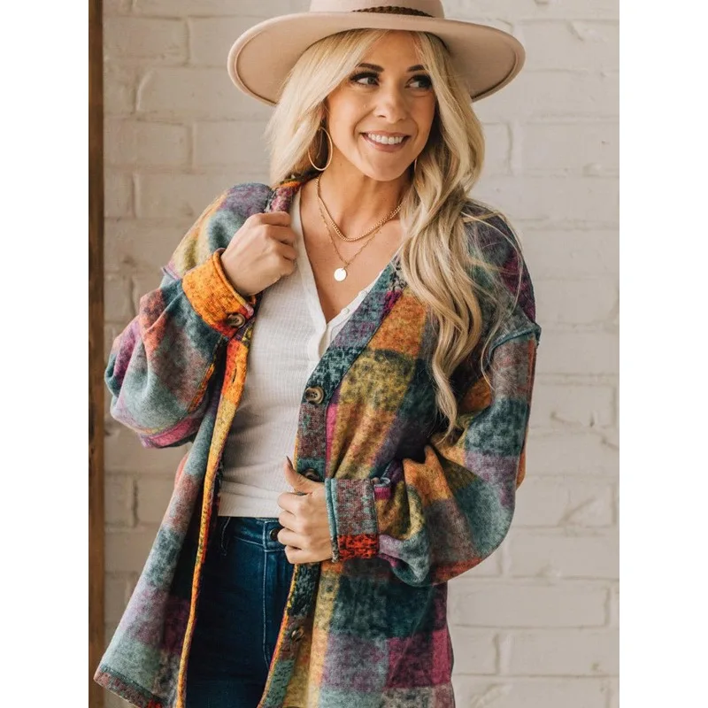 Autumn New Brushed Warm Coat Women's Western European Multi Color Checkered Loose Jacket Fashion Patchwork Winter Clothes Women
Autumn New Brushed Warm Coat Women's Western European Multi Color Checkered Loose Jacket Fashion Patchwork Winter Clothes Women