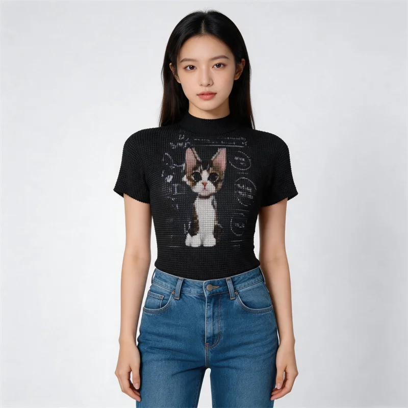 Miyake Pleated Women's Casual Top 2026 New Cartoon Print High Collar Short-sleeved Slim Sweet Harajuku Japanese Style Shirt
Miyake Pleated Women's Casual Top 2026 New Cartoon Print High Collar Short-sleeved Slim Sweet Harajuku Japanese Style Shirt