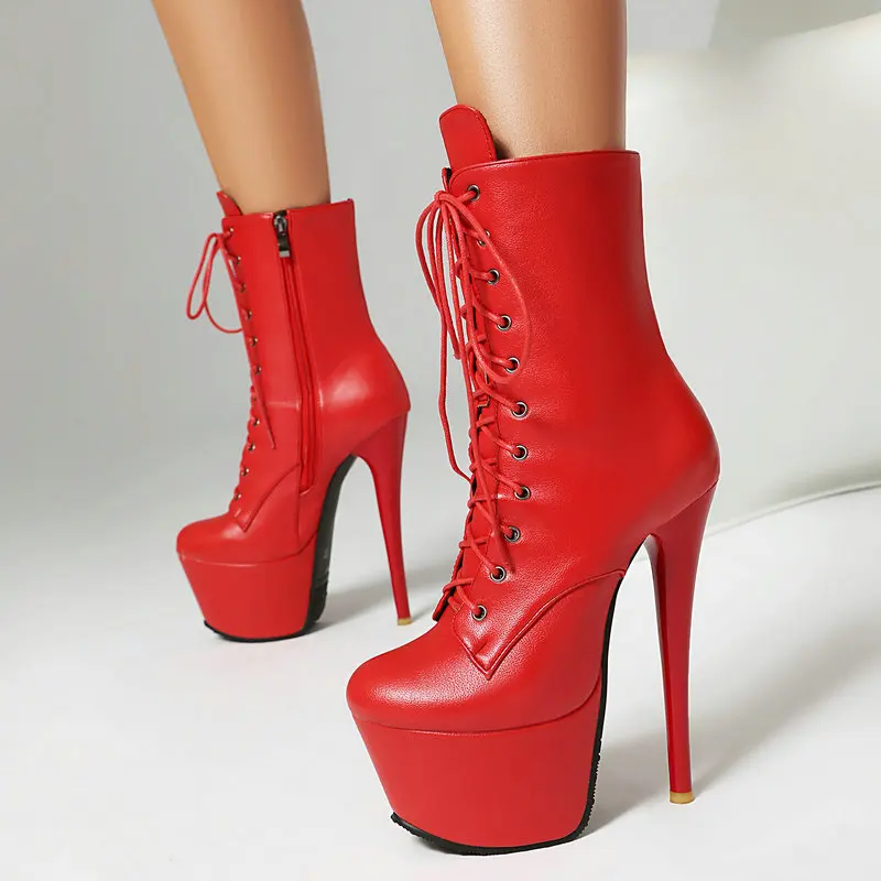 Sexy Patent Platform High Heel Boots 16.5CM Stiletto Lace Up Ankle Booties Pole Dancing Exotic Dancer Stage Performance Shoes
Sexy Patent Platform High Heel Boots 16.5CM Stiletto Lace Up Ankle Booties Pole Dancing Exotic Dancer Stage Performance Shoes