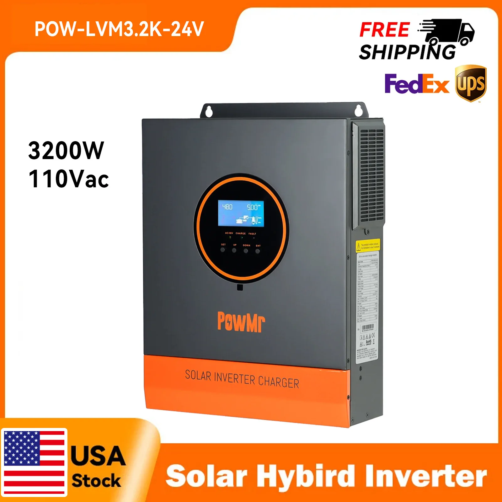 Гибридный солнечный инвертор 3200 Вт, 24 В, автономный, 110/120 В переменного тока, контроллер заряда MPPT 60 А
Гибридный солнечный инвертор 3200 Вт, 24 В, автономный, 110/120 В переменного тока, контроллер заряда MPPT 60 А