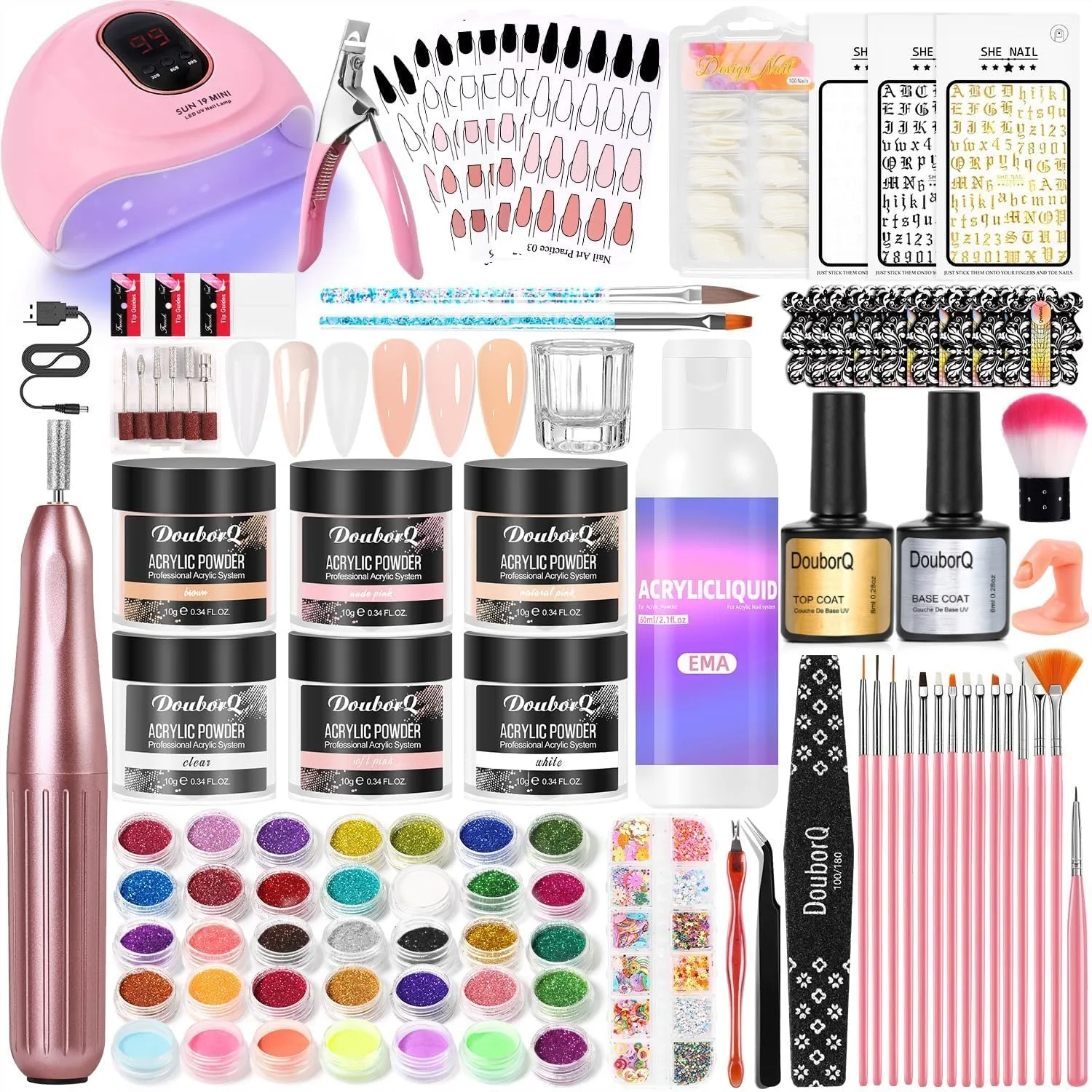 Acrylic Nail Kit for Beginners with Everything, Nail Drill & UV Lamp, Glitter Powder DIY Salon Set for Women
Acrylic Nail Kit for Beginners with Everything, Nail Drill & UV Lamp, Glitter Powder DIY Salon Set for Women