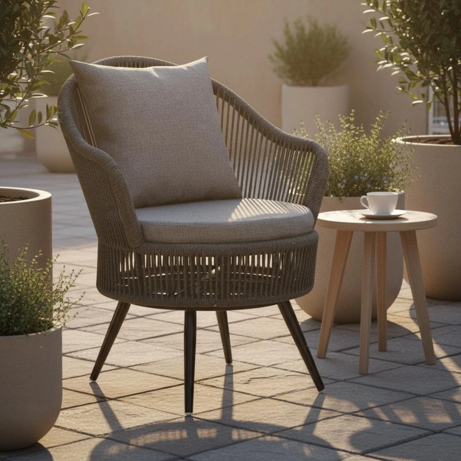 3 Pieces Outdoor Rattan Chairs and Table Set Cushioned Seat Rope Woven Patio Chair Woven Lounge Chair Easy to Match Decor
3 Pieces Outdoor Rattan Chairs and Table Set Cushioned Seat Rope Woven Patio Chair Woven Lounge Chair Easy to Match Decor