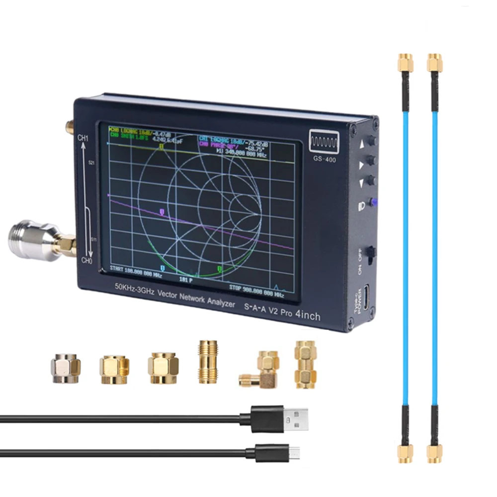 New GS400 4.0 inch Display 3GHz NanoVNA V2 Pro Vector Network Analyzer HF VHF UHF Antenna Analyzer 2000mAh Battery
New GS400 4.0 inch Display 3GHz NanoVNA V2 Pro Vector Network Analyzer HF VHF UHF Antenna Analyzer 2000mAh Battery