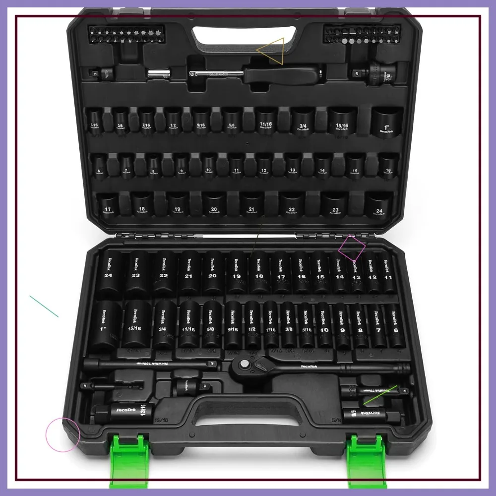 109-Piece Impact Socket Set, SAE & Metric, Deep/Shallow, 6 Point, Ratchet Handle & Bit Set
109-Piece Impact Socket Set, SAE & Metric, Deep/Shallow, 6 Point, Ratchet Handle & Bit Set