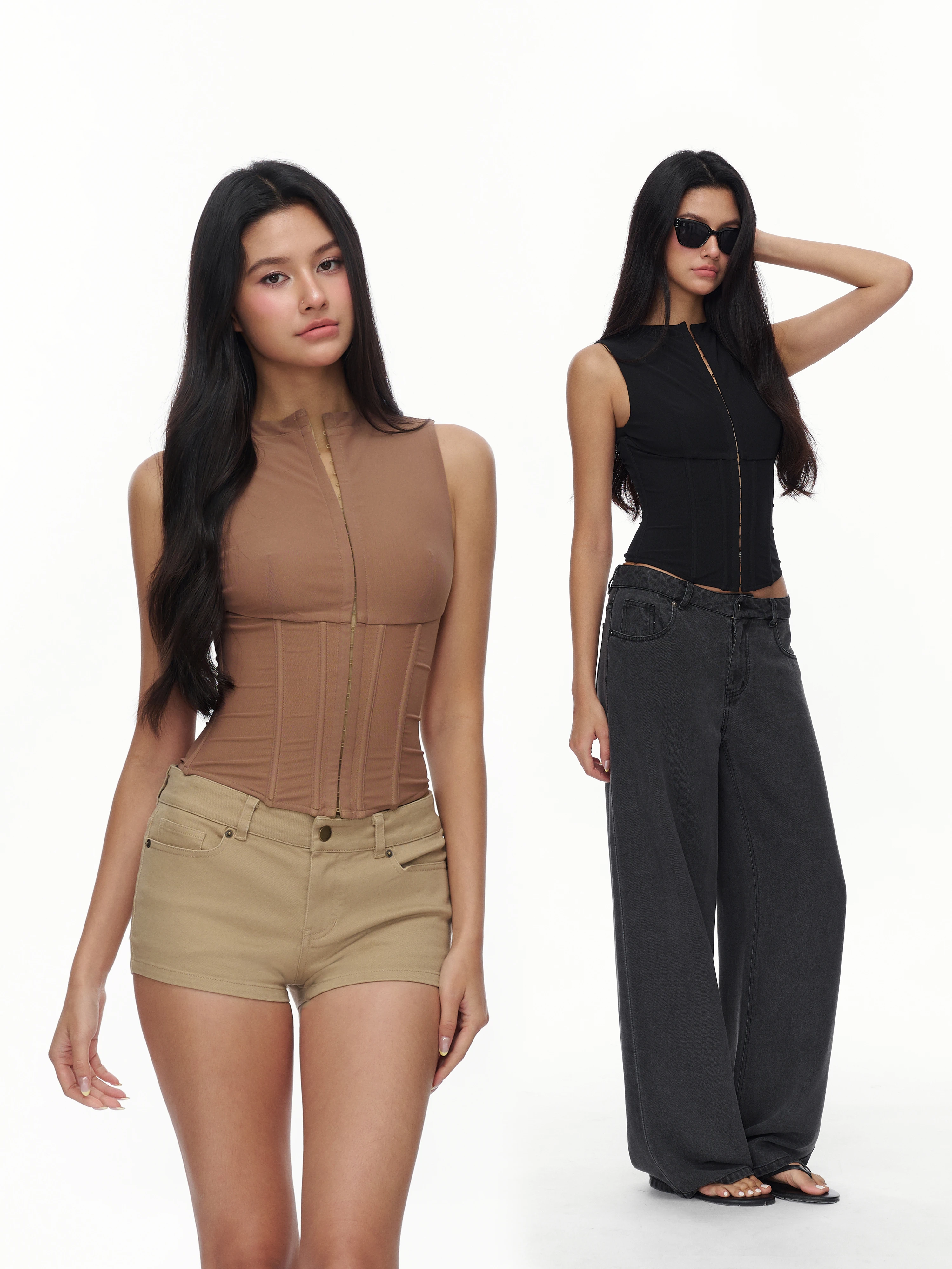 Jim Kennet Fishbone Waist Cinched Sleeveless Mesh Top Button up Women's Slim Fit Vest Outerwear Regular Length Zipper Closure
Jim Kennet Fishbone Waist Cinched Sleeveless Mesh Top Button up Women's Slim Fit Vest Outerwear Regular Length Zipper Closure