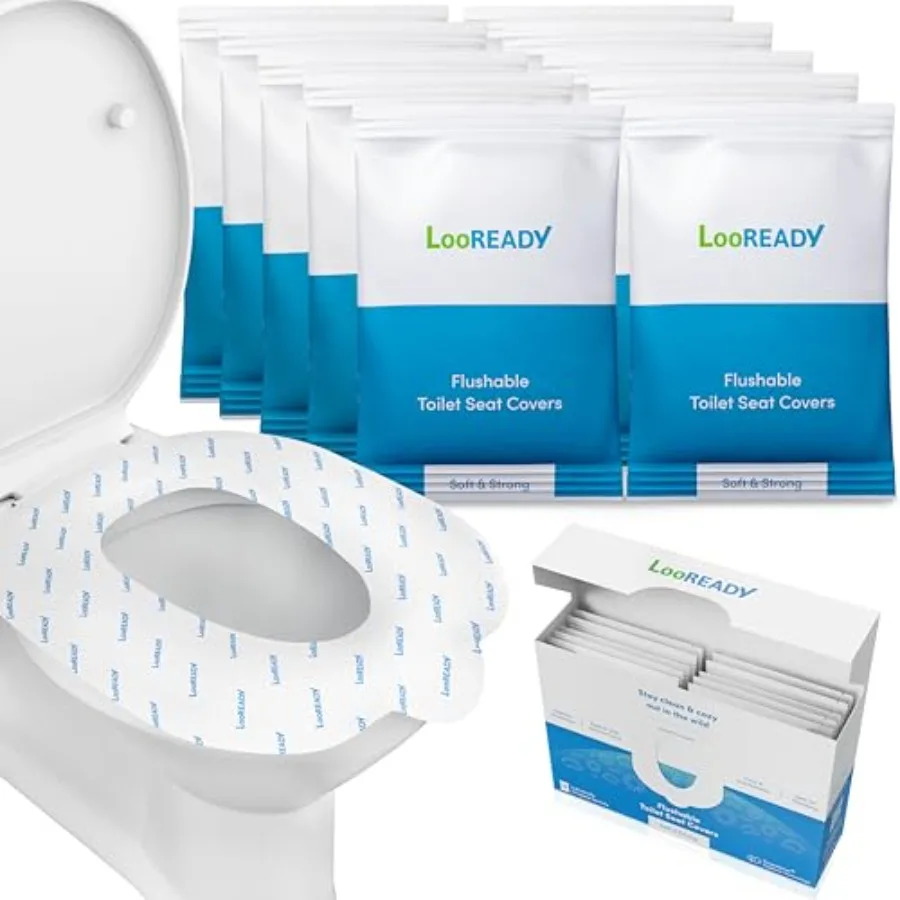 Toilet Seat Covers Disposable Flushable - Regular Size 16x19" - Travel Size Individually Wrapped, Soft and Strong, Pocket Size,
Toilet Seat Covers Disposable Flushable - Regular Size 16x19" - Travel Size Individually Wrapped, Soft and Strong, Pocket Size,
