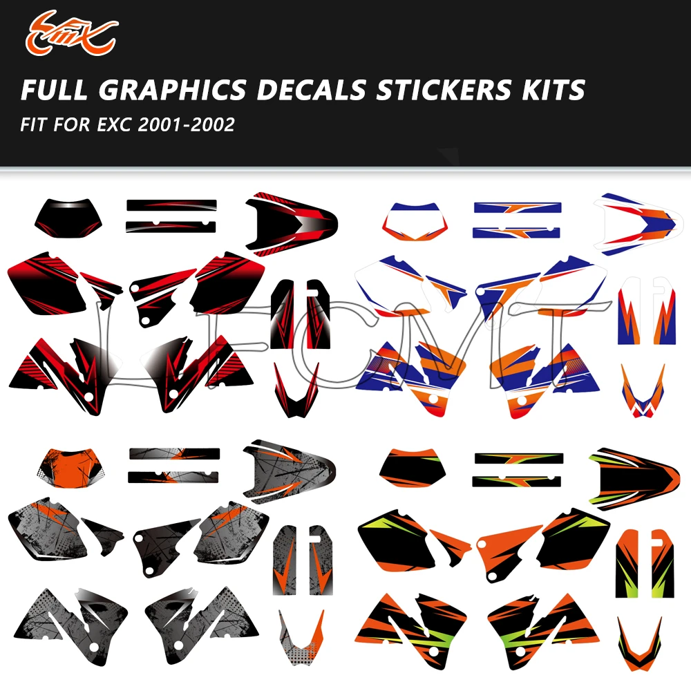 Motocross Graphics Kits Decoration Background Decals Stickers Fit for EXC 125 200 250 300 380 400 520 2001 2002 Custom Number
Motocross Graphics Kits Decoration Background Decals Stickers Fit for EXC 125 200 250 300 380 400 520 2001 2002 Custom Number