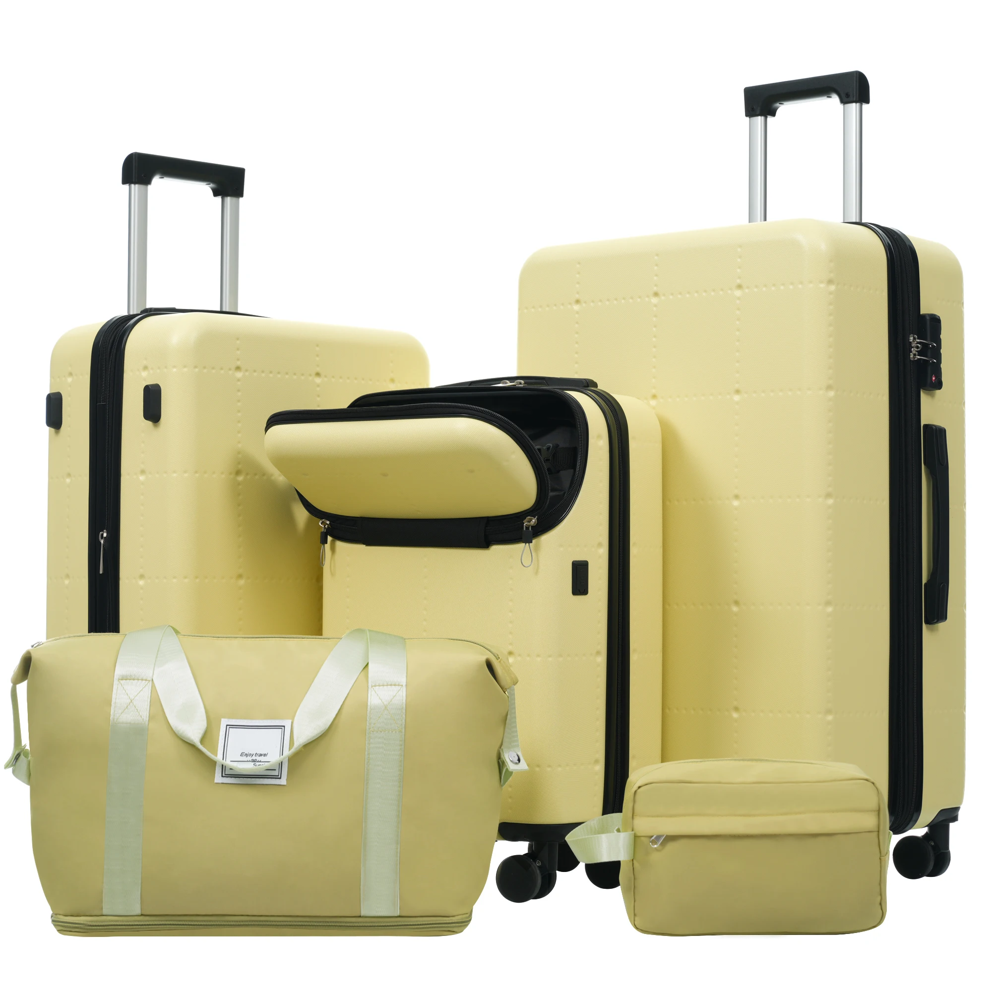 Hardside Luggage Set 5 Piece with Bags,20IN Half-opening Carry on Luggage with USB Port, Expandable 24IN 28IN Luggage
Hardside Luggage Set 5 Piece with Bags,20IN Half-opening Carry on Luggage with USB Port, Expandable 24IN 28IN Luggage