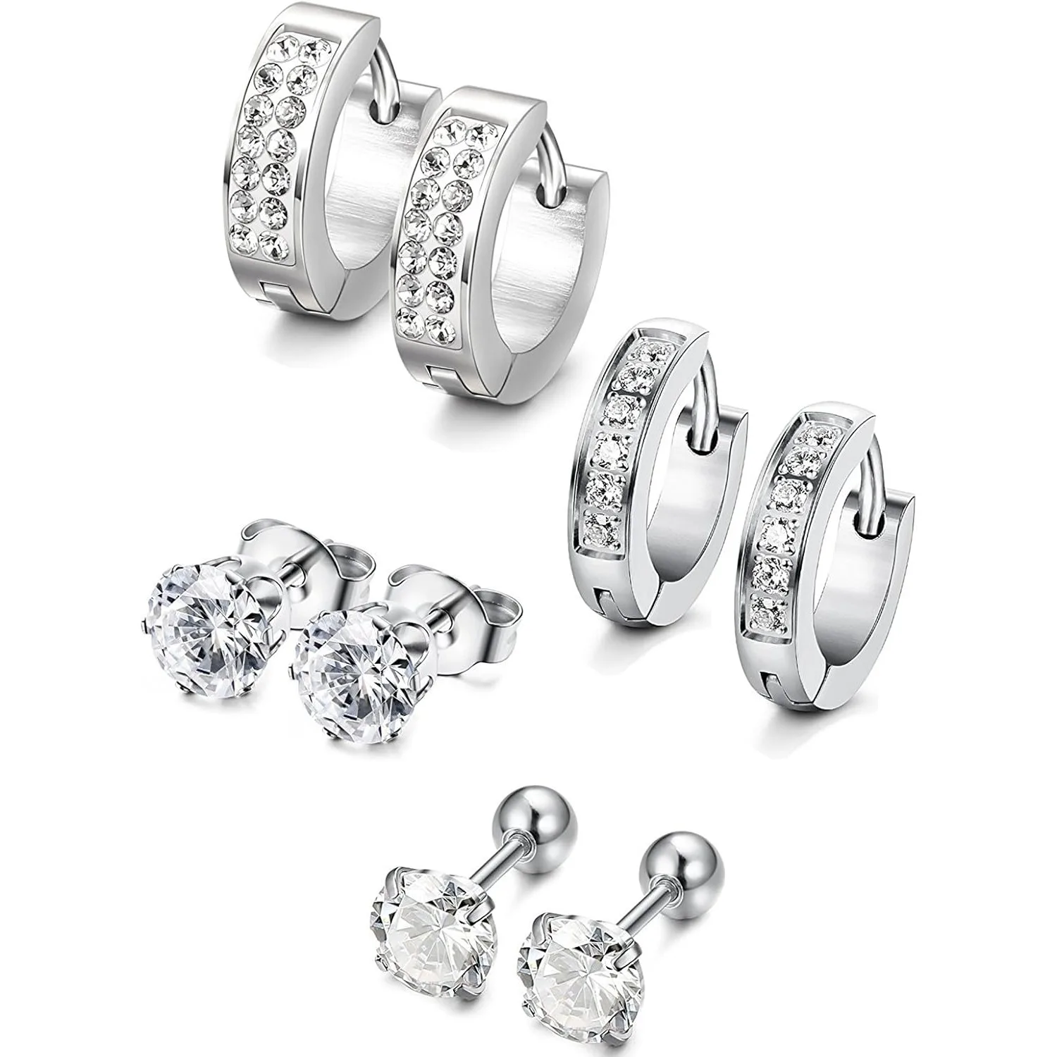 FASACCO 4 Pairs Stainless Steel Earrings for Women Men Stud Earrings Hoop Huggie Piercing 18G Surgical Steel Earrings
FASACCO 4 Pairs Stainless Steel Earrings for Women Men Stud Earrings Hoop Huggie Piercing 18G Surgical Steel Earrings
