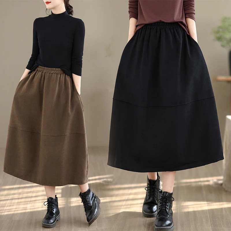 Spring New Style Retro Elastic Waist Pure Color Half-length Double Pocket Umbrella A-line Skirt Good Quality Cotton Commute
Spring New Style Retro Elastic Waist Pure Color Half-length Double Pocket Umbrella A-line Skirt Good Quality Cotton Commute