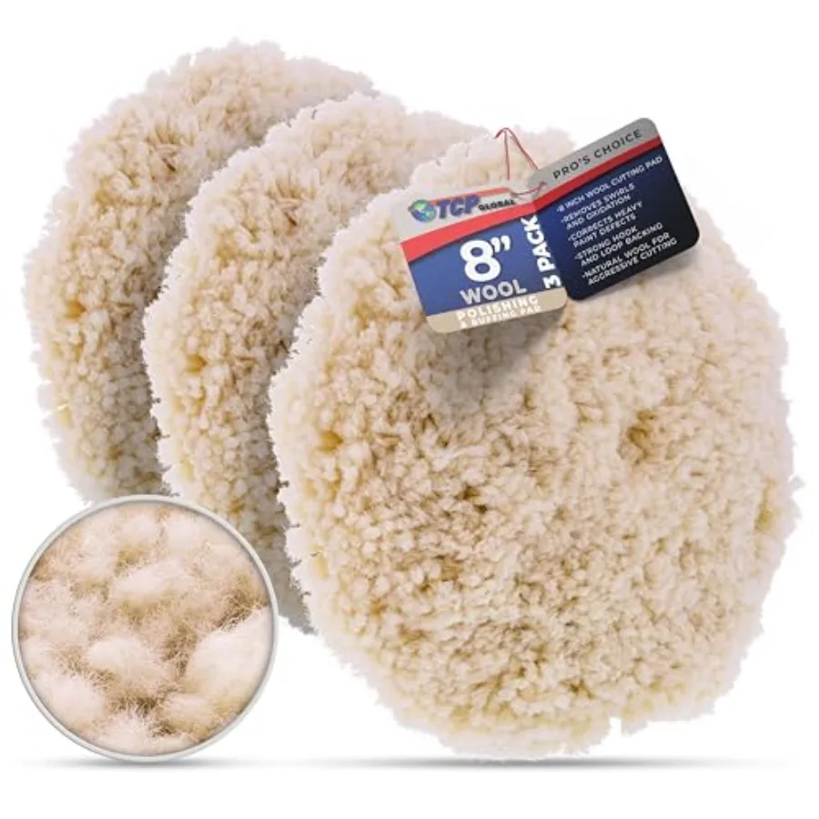8" 100% Wool Polishing and Buffing Pad 3 Pack with Hook and Loop Backing - Wool Buffing Pad for Automotive Marine Truck RV and
8" 100% Wool Polishing and Buffing Pad 3 Pack with Hook and Loop Backing - Wool Buffing Pad for Automotive Marine Truck RV and