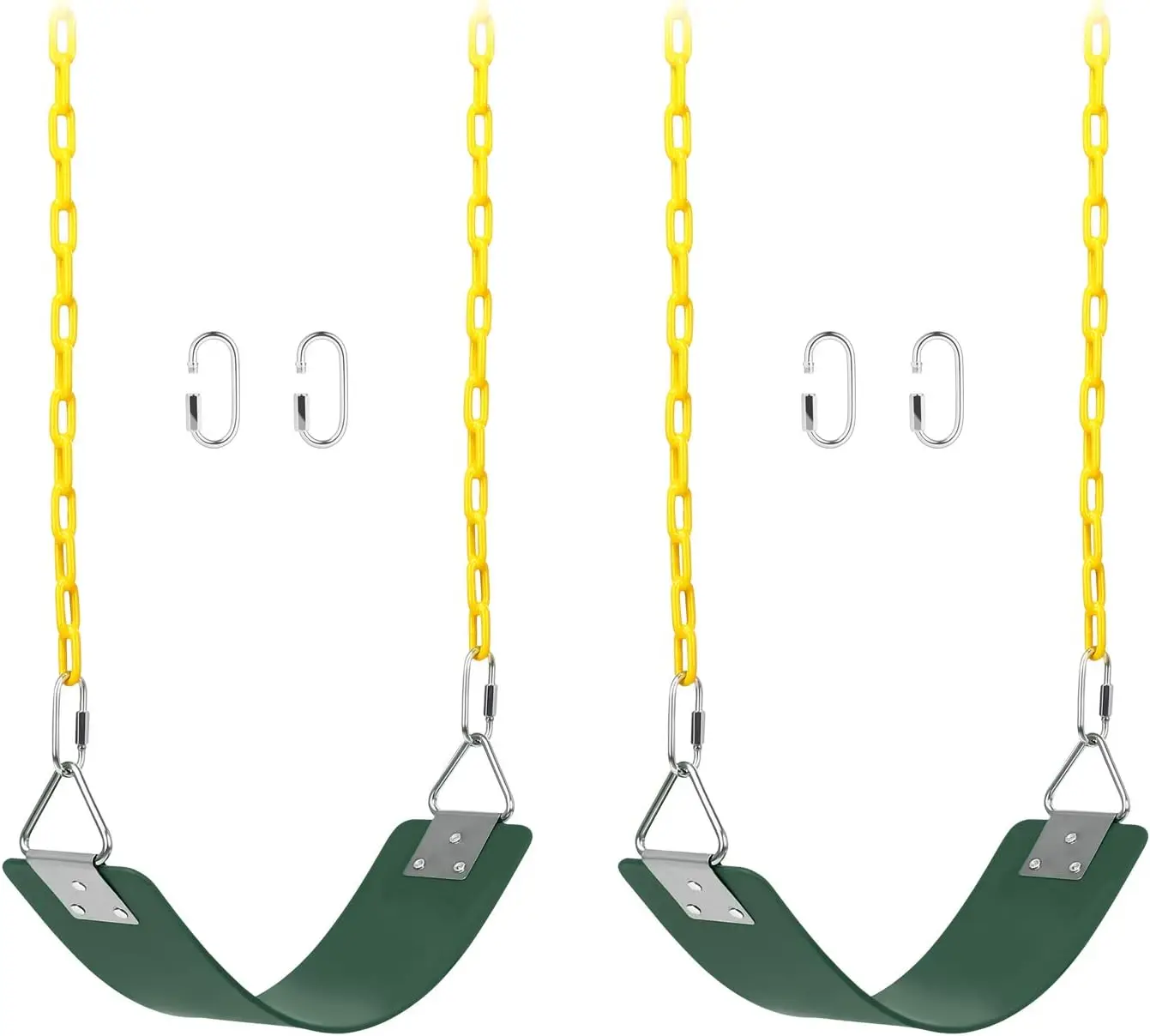 Outdoor Swing Set with 66-Inch Coated Chains, 250lb Capacity, Includes Cushion and Snap Hooks for Playgrounds (2-Pack)
Outdoor Swing Set with 66-Inch Coated Chains, 250lb Capacity, Includes Cushion and Snap Hooks for Playgrounds (2-Pack)
