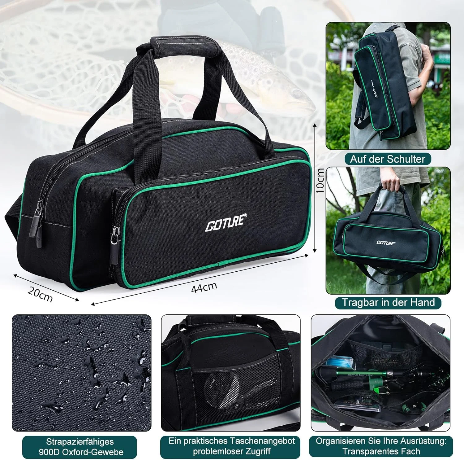 Goture Large Capacity Fishing Storage Bag 900D Waterproof Oxford Cloth Fishing Tackle Bag Multi-pocket for Tackle Accessories
Goture Large Capacity Fishing Storage Bag 900D Waterproof Oxford Cloth Fishing Tackle Bag Multi-pocket for Tackle Accessories