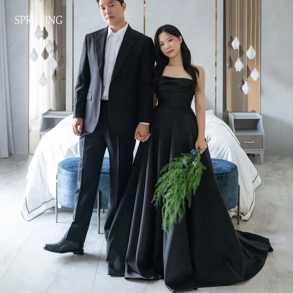 SPRAYING Simple Black Satin Evening Dress Korea Wedding Dress Photo Shoot Strapless A line Long Corset Bridal Party Customized
SPRAYING Simple Black Satin Evening Dress Korea Wedding Dress Photo Shoot Strapless A line Long Corset Bridal Party Customized