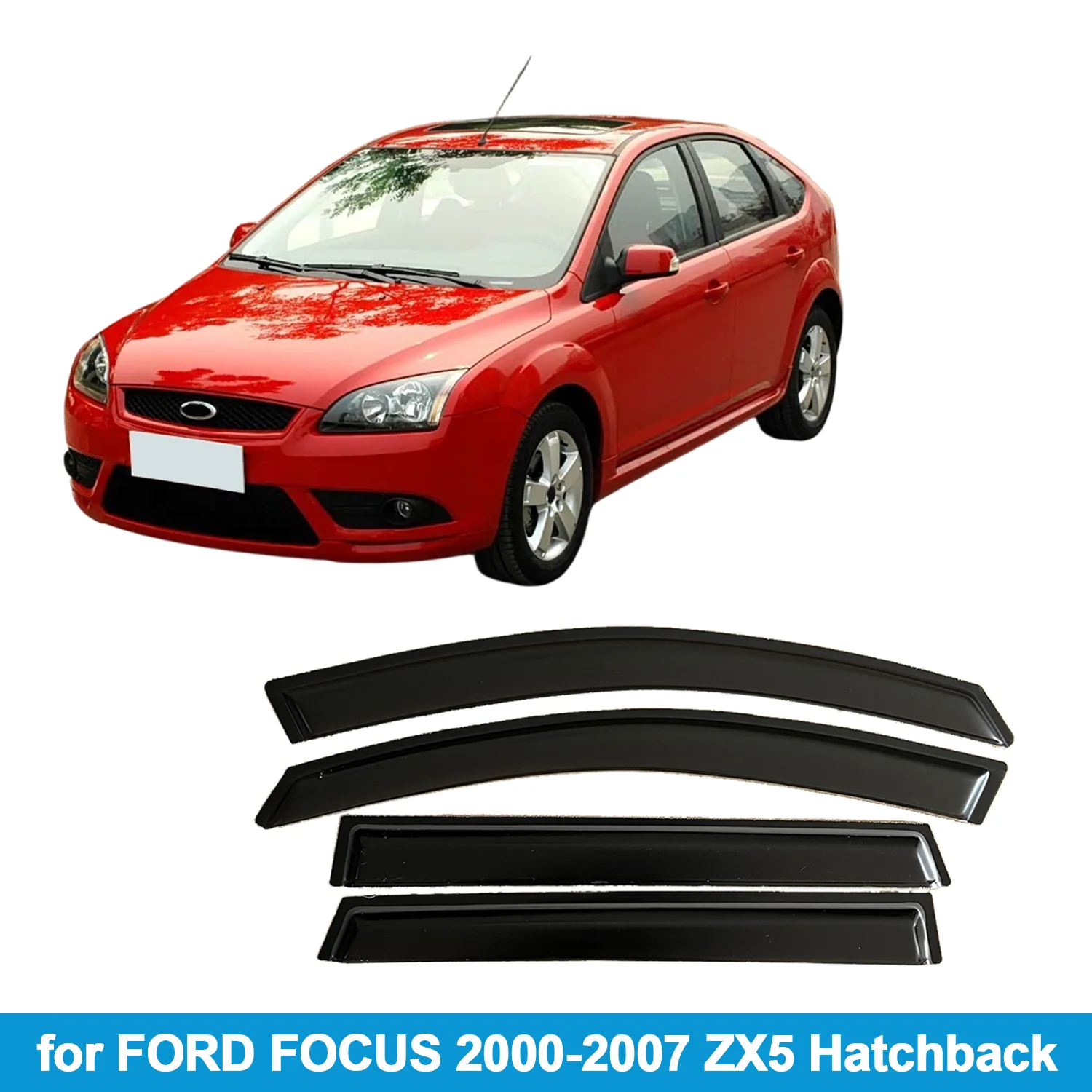 Window Visor for FORD FOCUS 2000-2007 ZX5 Hatchback Rain Guard Side Vent Deflector Weathershield Outside-Mount Tape On
Window Visor for FORD FOCUS 2000-2007 ZX5 Hatchback Rain Guard Side Vent Deflector Weathershield Outside-Mount Tape On