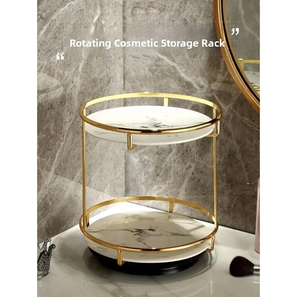 Hairdressing Table Cosmetic Storage Box Bathroom Desktop Skin Care Product Rack round Shape Two Layers Copper Material
Hairdressing Table Cosmetic Storage Box Bathroom Desktop Skin Care Product Rack round Shape Two Layers Copper Material