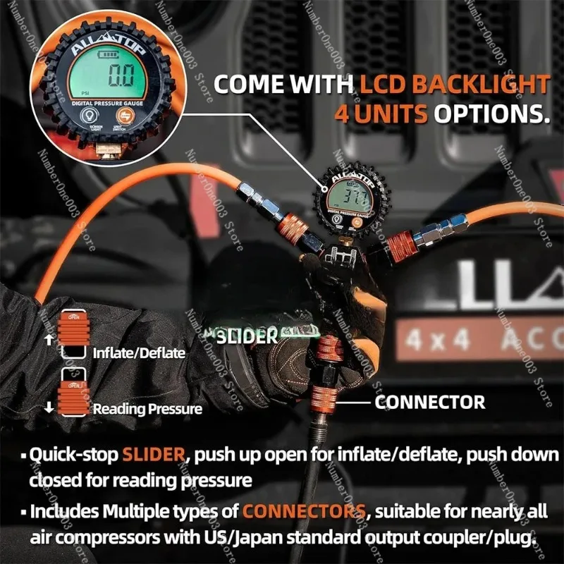 ALL-TOP 4 Tire Inflation Deflation System Rapid High-Flow Air Up Down Kit Digital Pressure Gauge Orange
ALL-TOP 4 Tire Inflation Deflation System Rapid High-Flow Air Up Down Kit Digital Pressure Gauge Orange