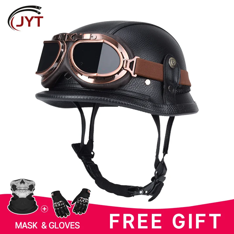 Motorcycle Helmets with Goggles Leather Black White Retro Half Face Helmet for Adult Men Women Vintage Novelty Four Seasons DOT
Motorcycle Helmets with Goggles Leather Black White Retro Half Face Helmet for Adult Men Women Vintage Novelty Four Seasons DOT